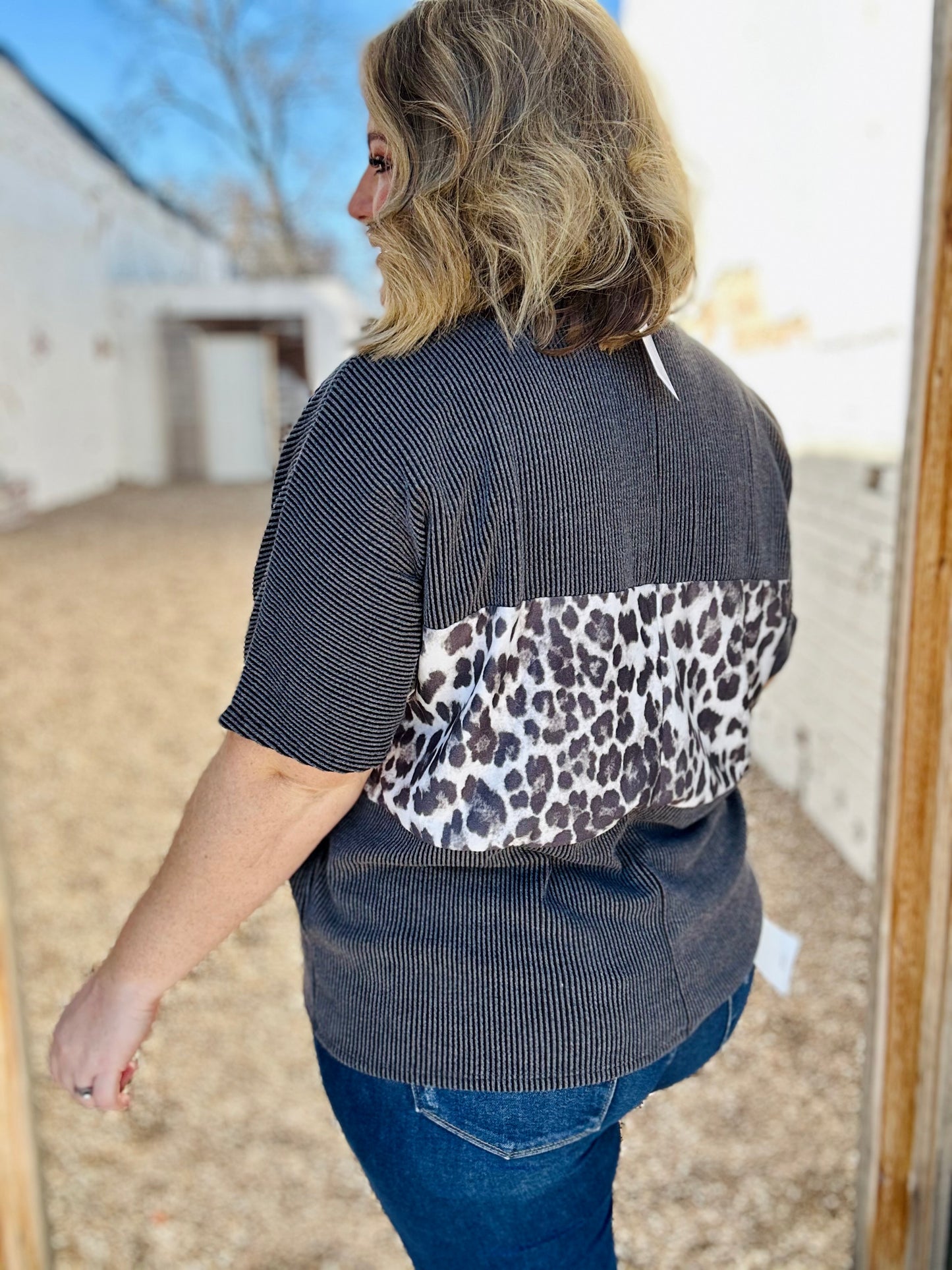 Sherry Ribbed Leopard Top
