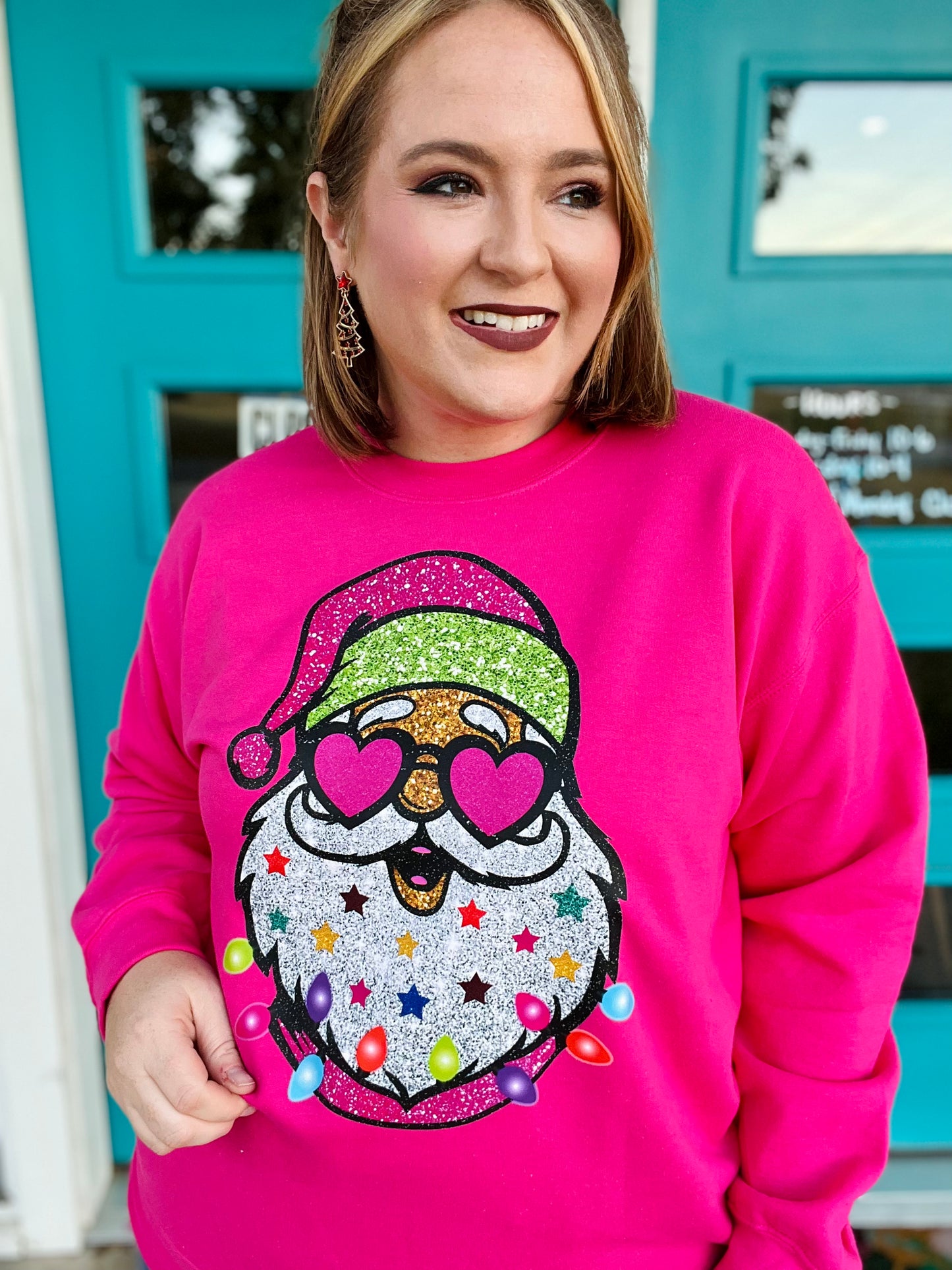 Fancy Santa on Pink Sweatshirt