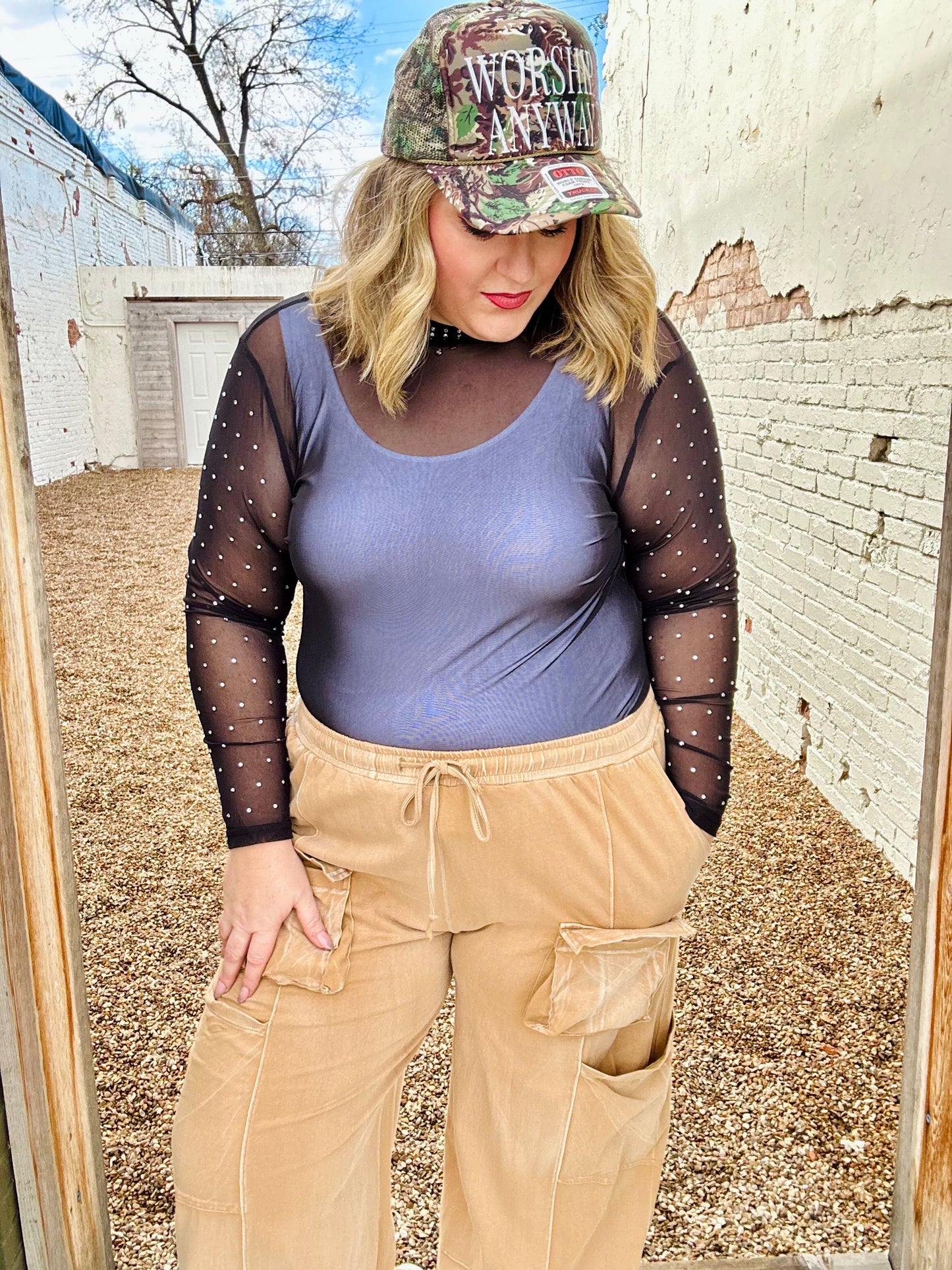 Stars at Night Rhinestone Mesh Top