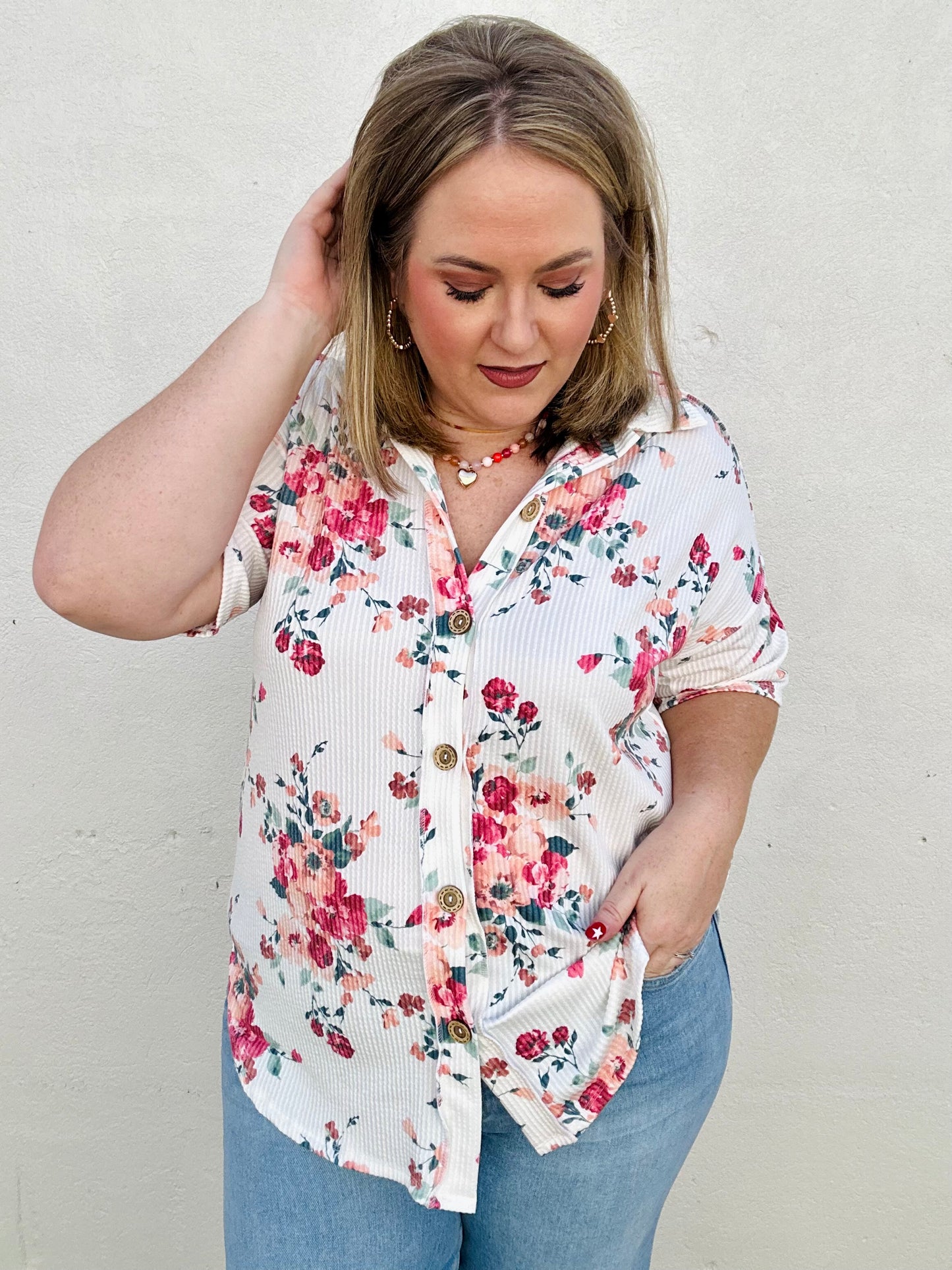 Dolly Button Up Floral Top