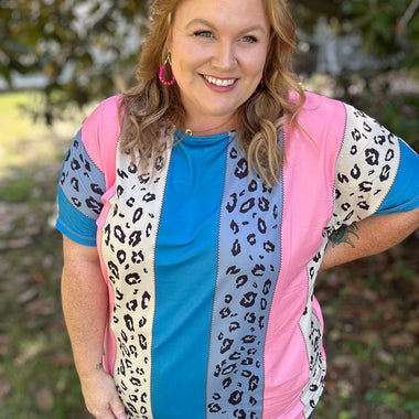 Ali Leopard Colorblock Top