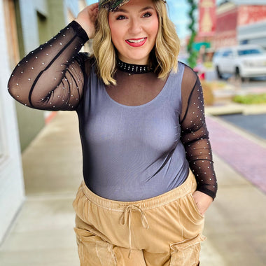 Stars at Night Rhinestone Mesh Top