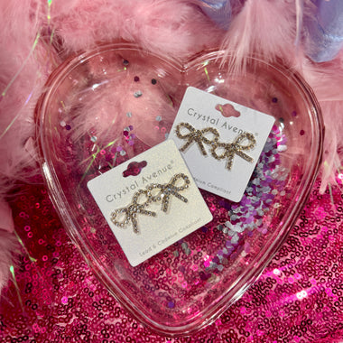 Rhinestone Bow Stud Earrings