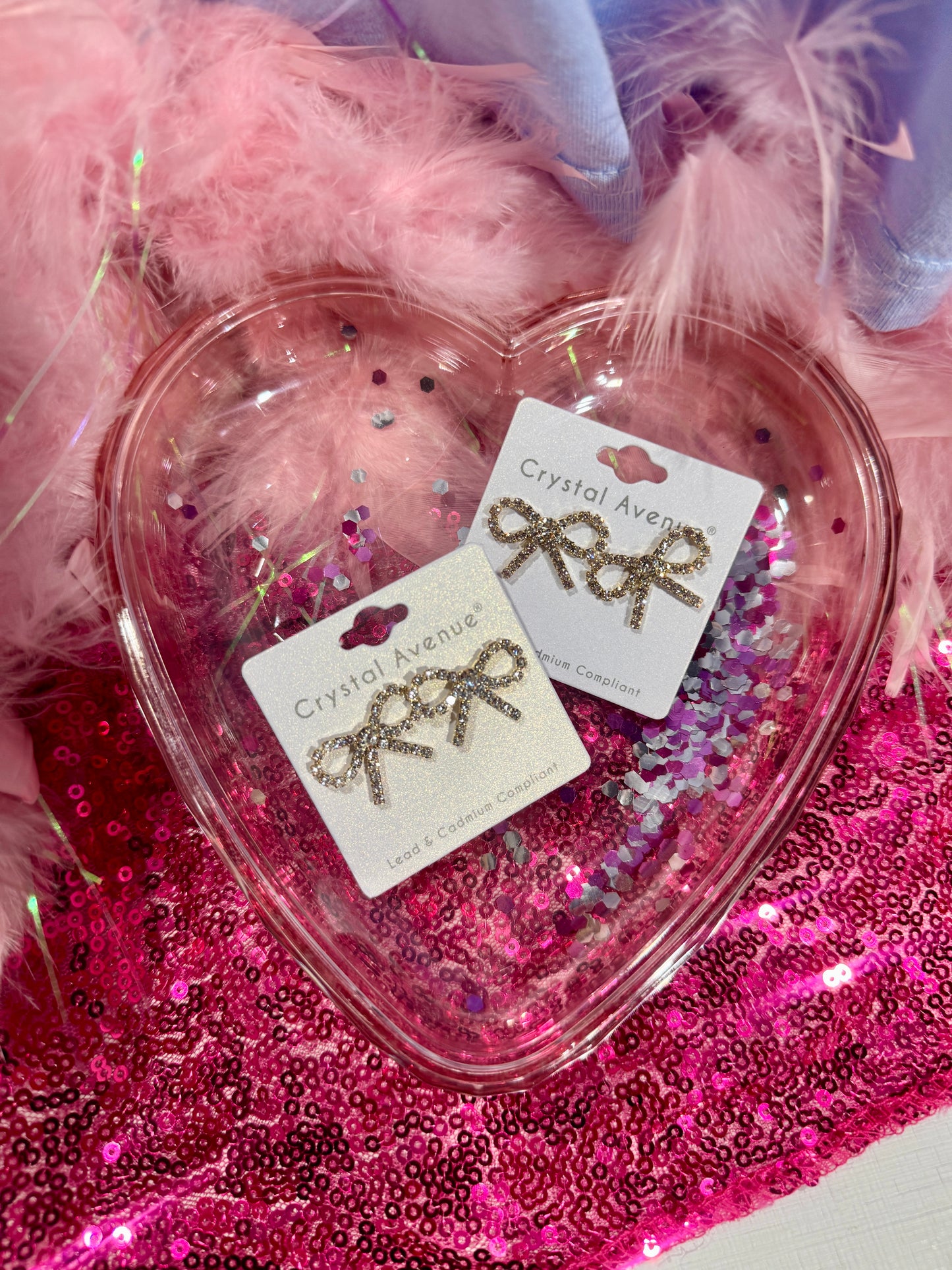 Rhinestone Bow Stud Earrings