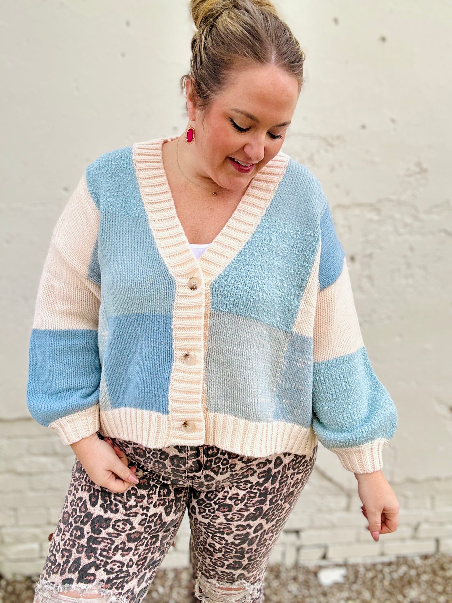 Abby Blue Block Cardigan