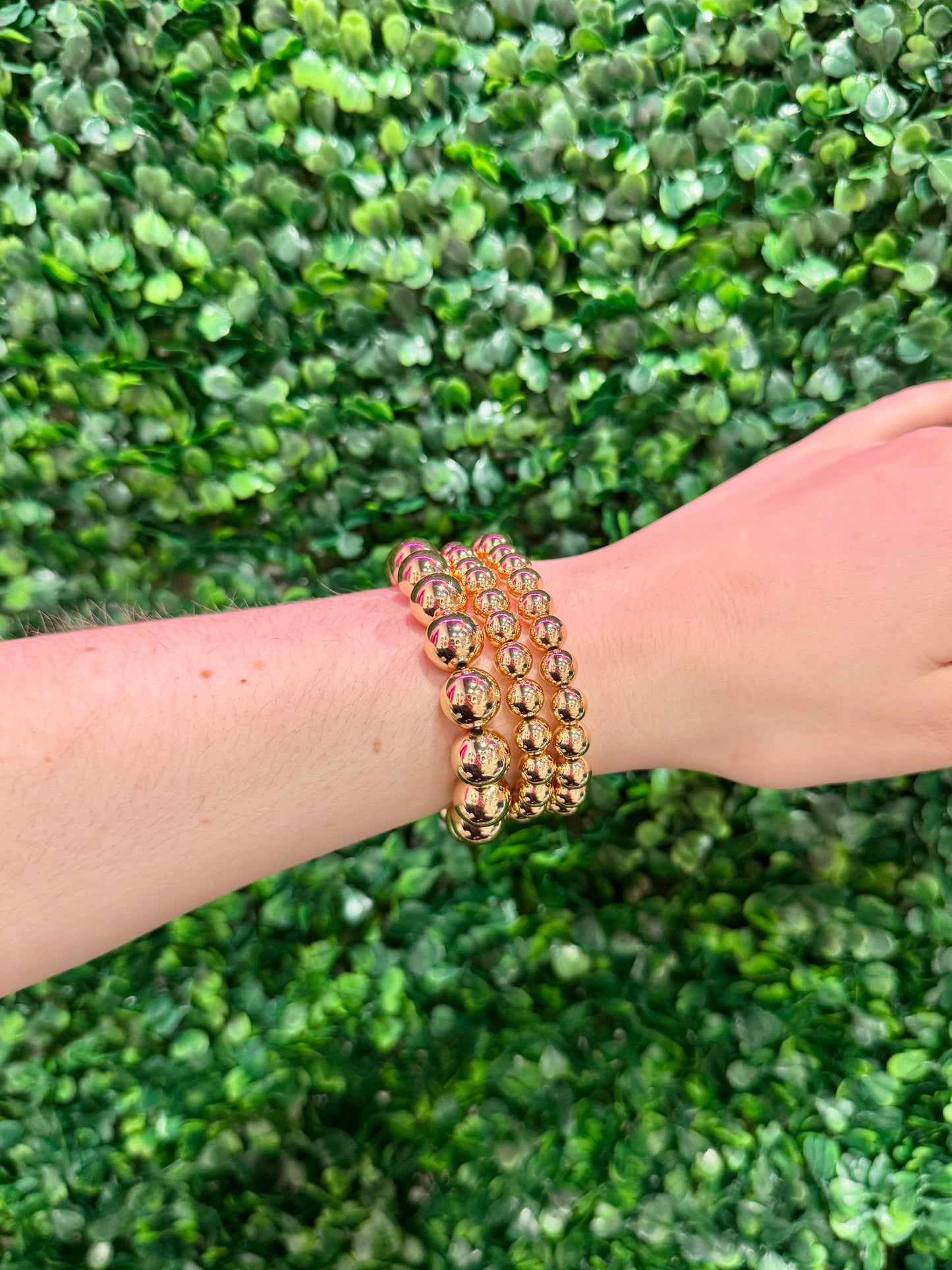 Set of Three Gold Beaded Bracelets