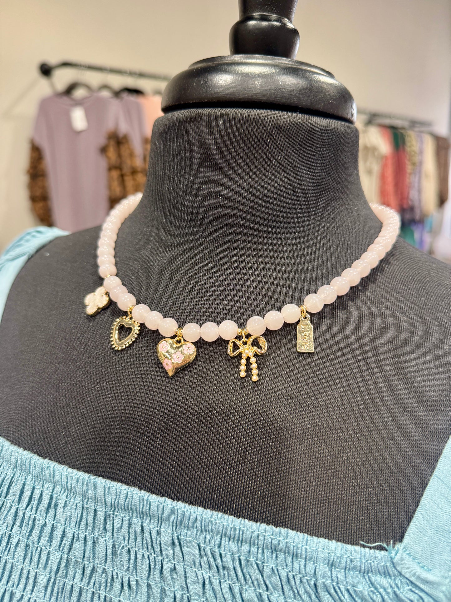 Pastel Beaded Charm Necklace
