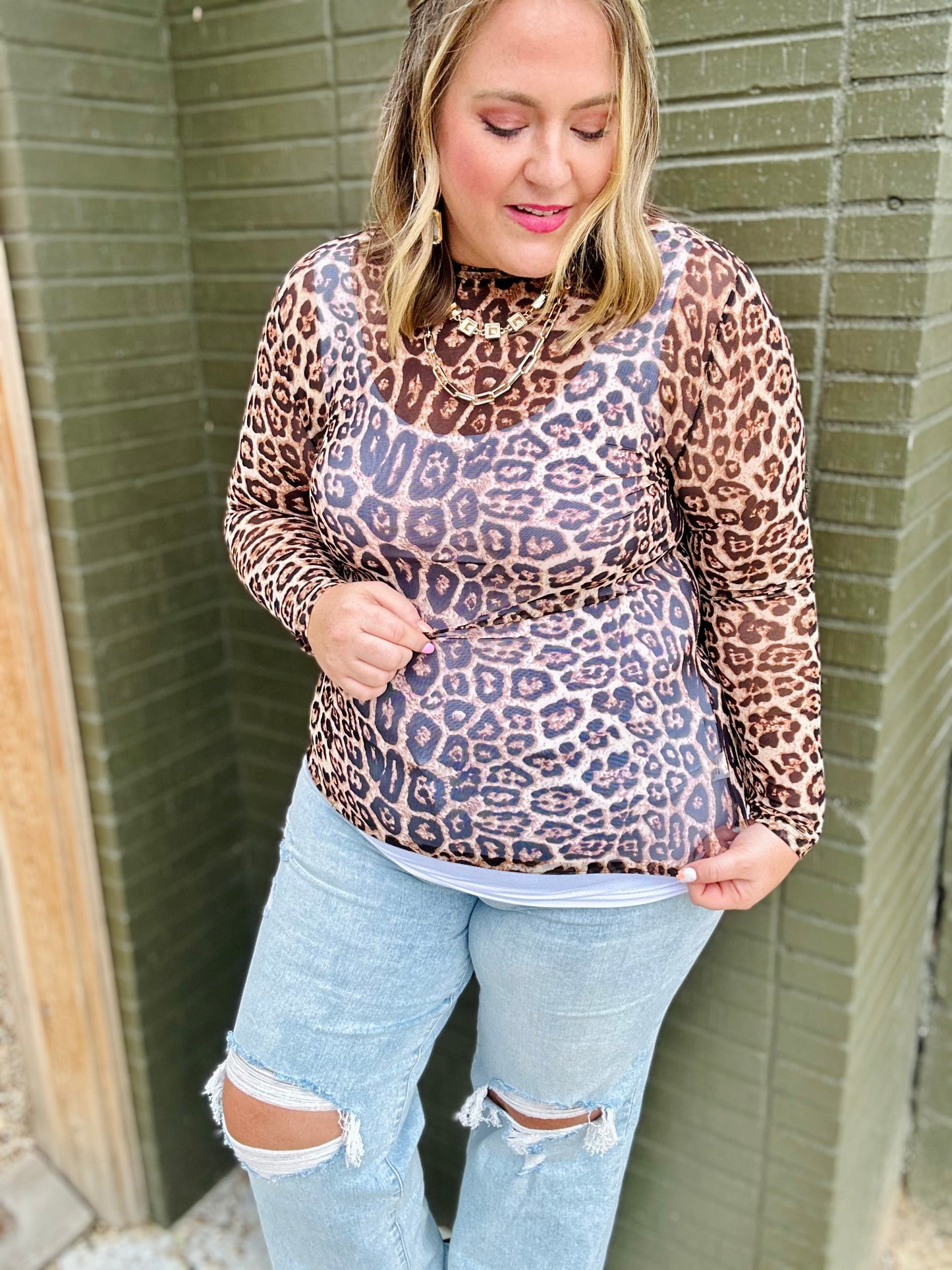 Wild About You Leopard Mesh Top