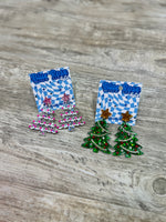 Glitter Christmas Tree Earrings