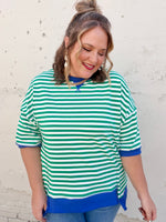 Sarah Oversized Striped Top in Green