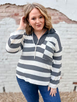 Alexa Grey Striped Top