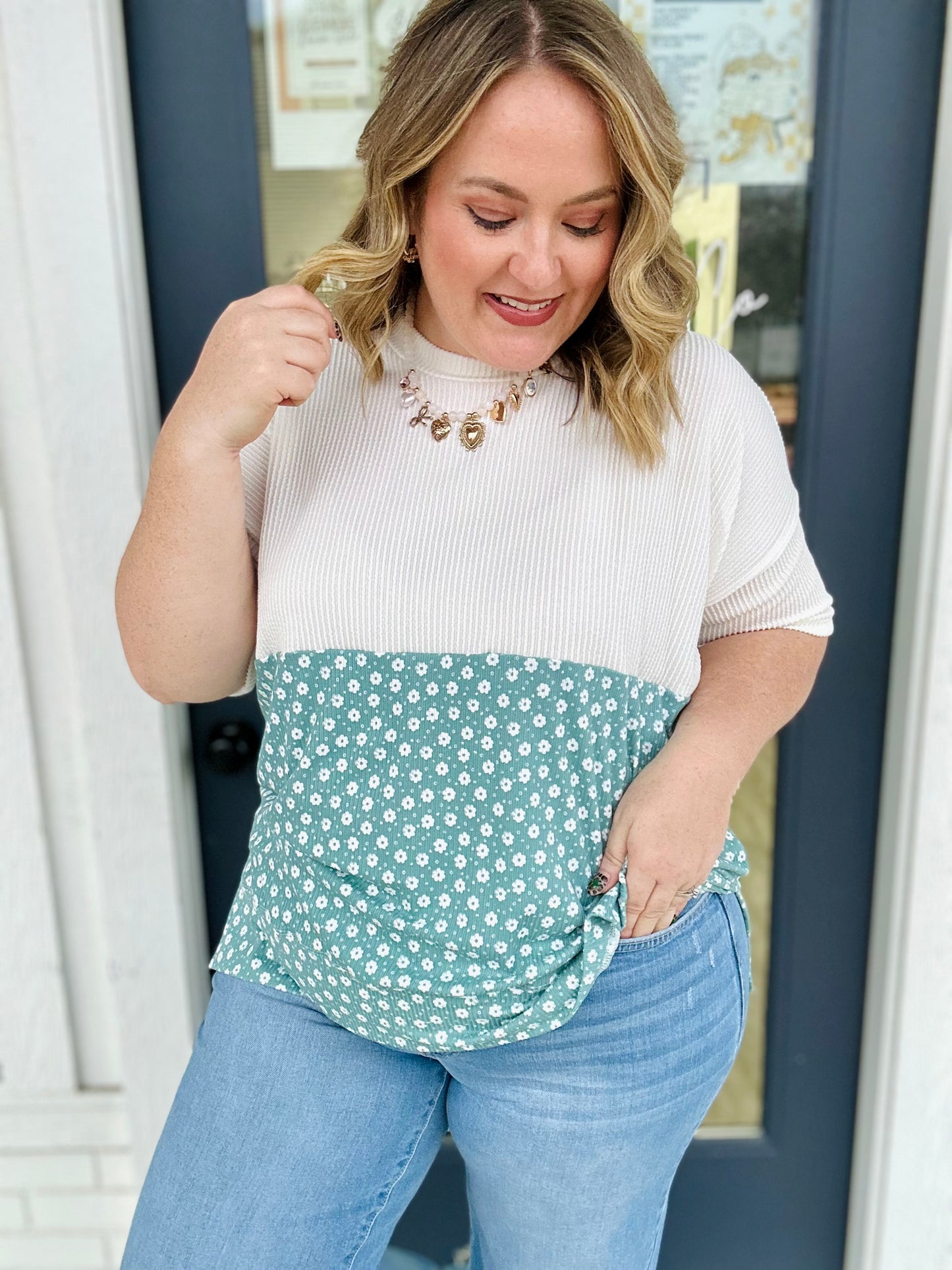 Courtney Oversized Ribbed Floral Top