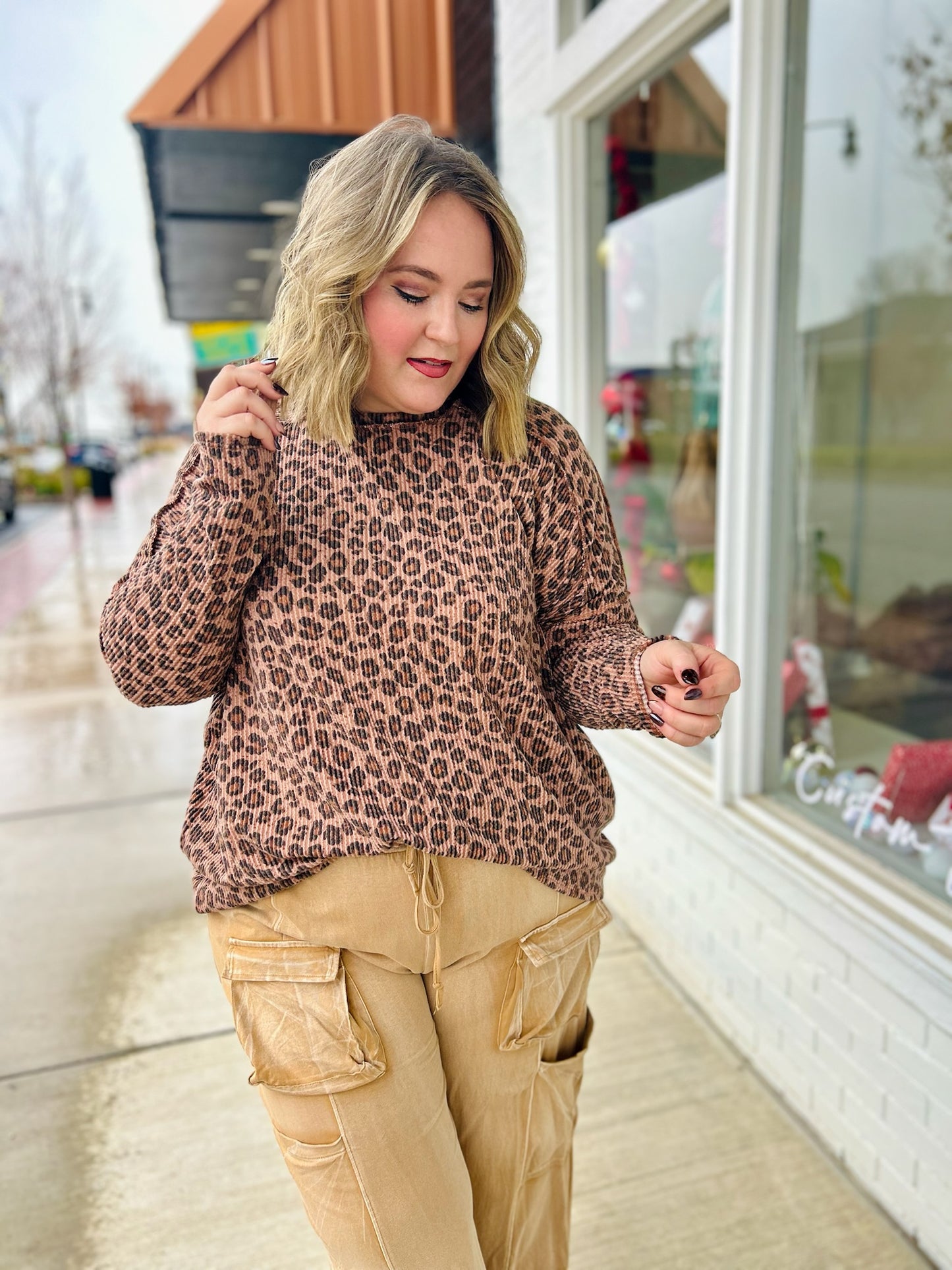 Leopard Long sleeve Ribbed Top
