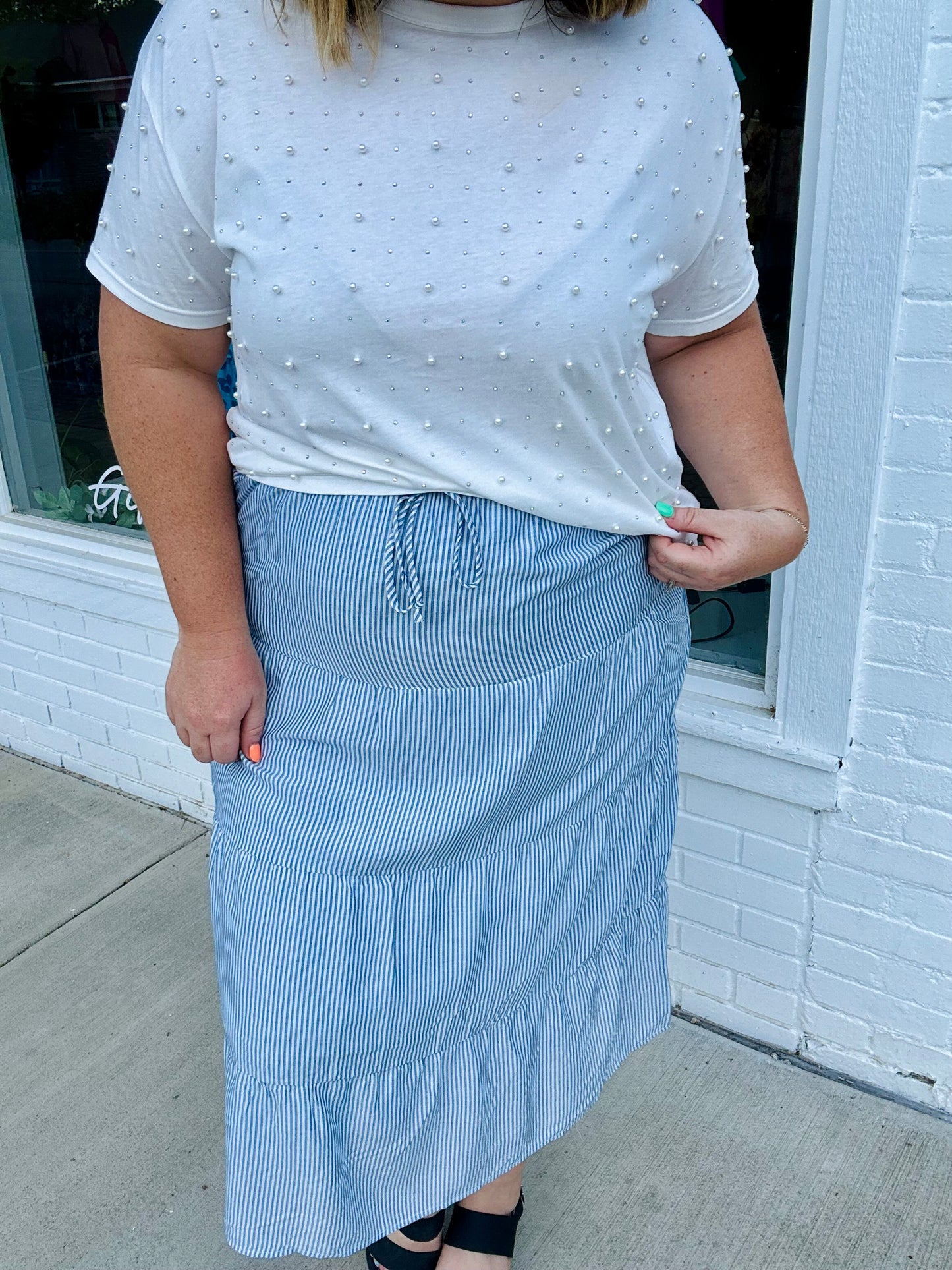Ivory Striped Skirt