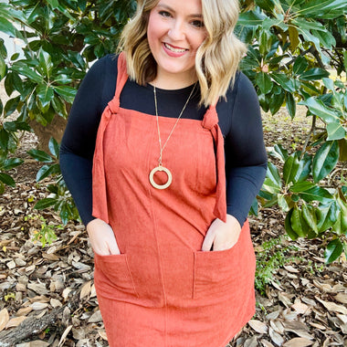 Marilyn Corduroy Overall Dress in Rust