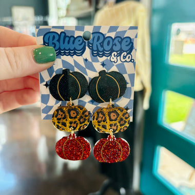 Linked Glitter Pumpkin Earrings