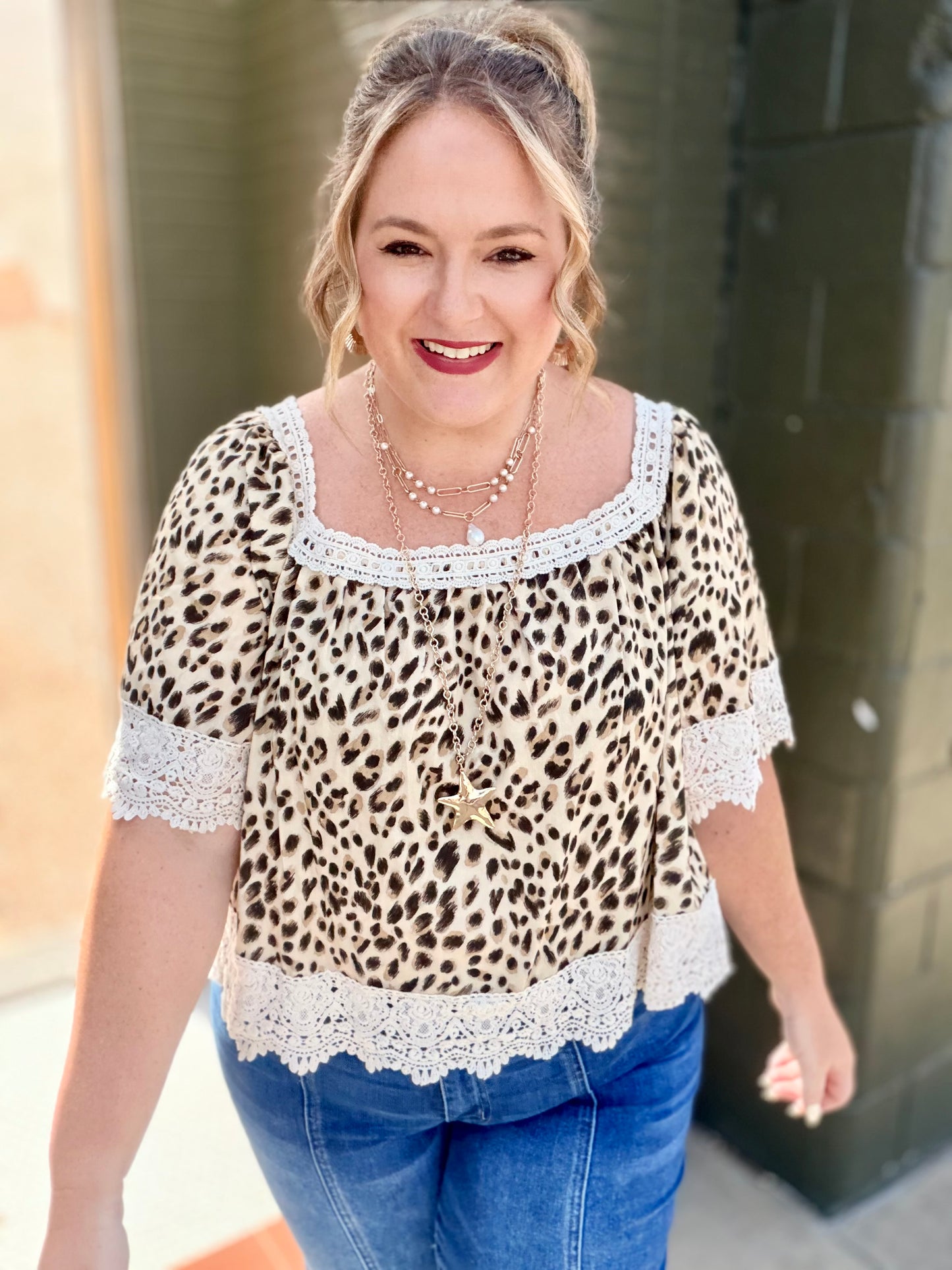 Kenny Leopard & Lace Top