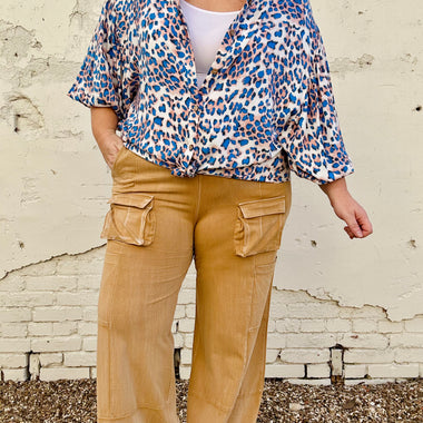 Wide Leg Knit Cargo Pants