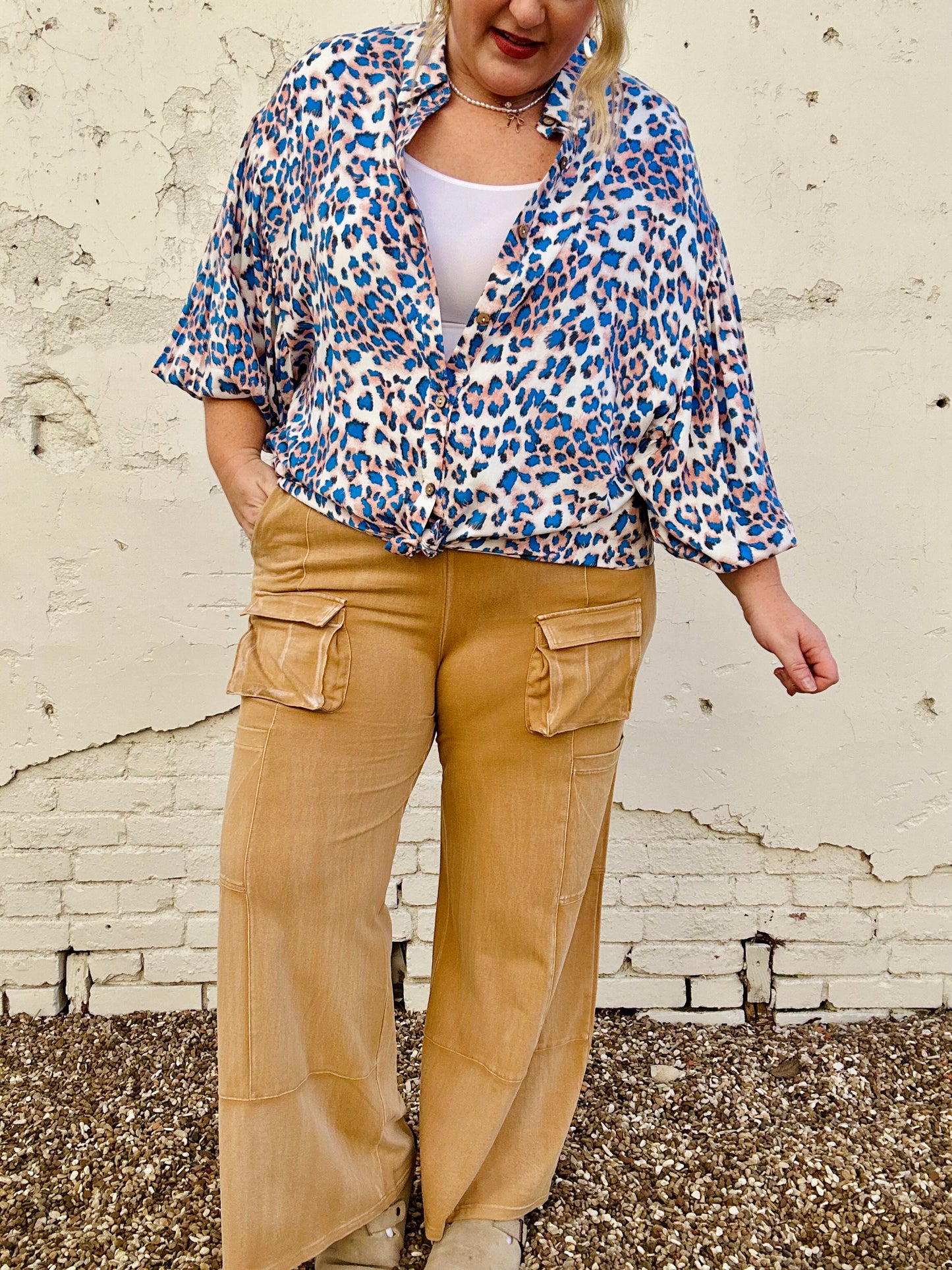 Wide Leg Knit Cargo Pants