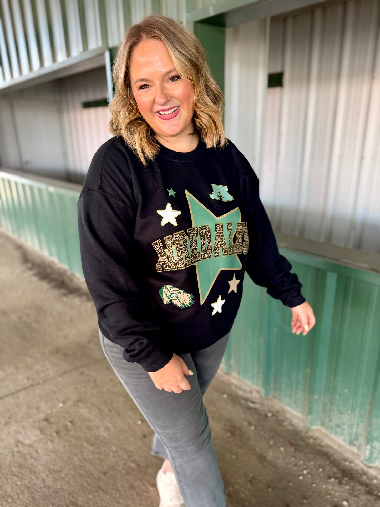 Chenille Patch Accent School Spirit Sweatshirt (Any Style)