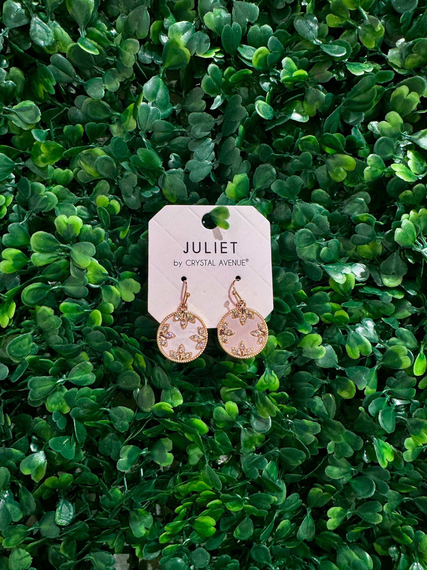 Pearlescent Circle Rhinestone Earrings