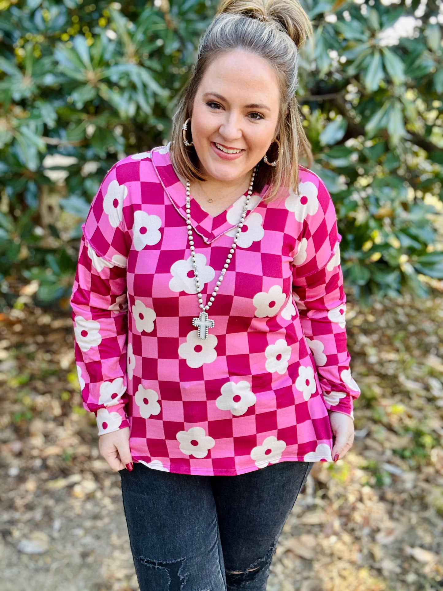 Ferrah Floral Checkered Top