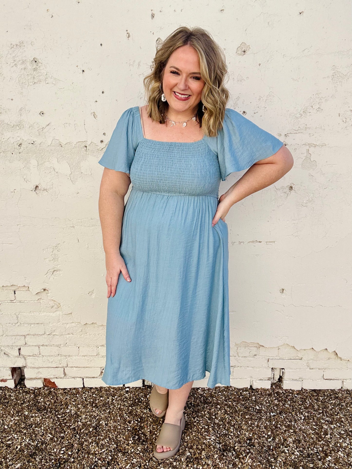 Megan Square Neck Midi Dress