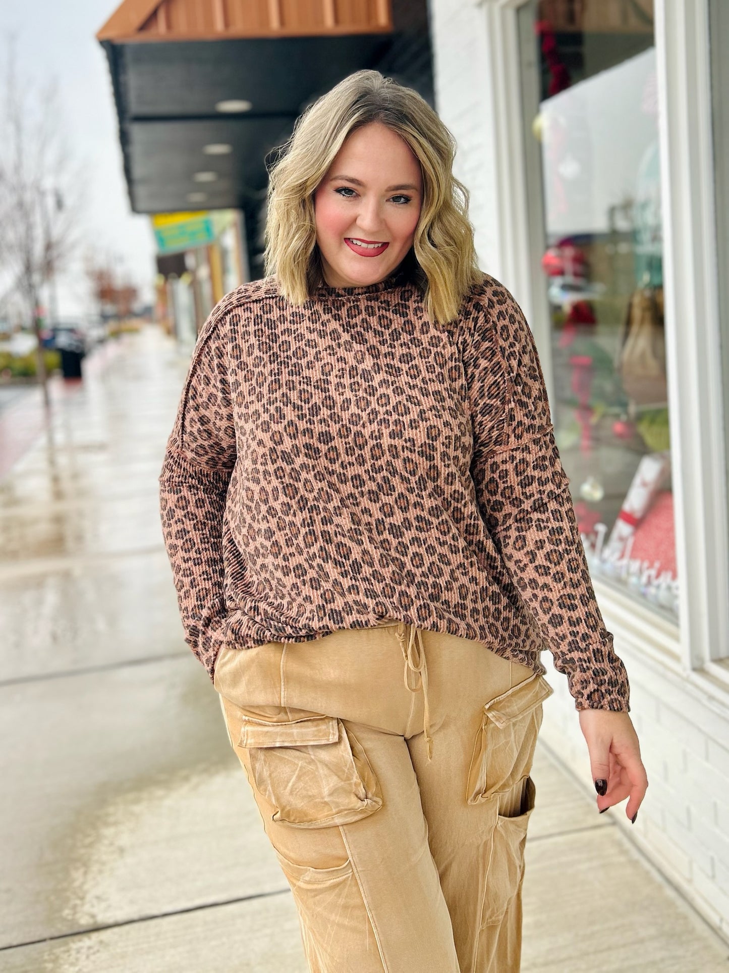 Leopard Long sleeve Ribbed Top