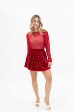 Market Special: Pearl Velvet Skort in Red