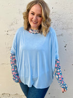 Anna Oversized Spring Tunic Top In Blue