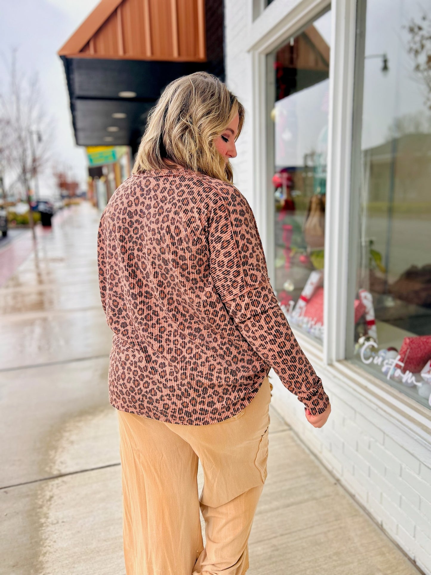 Leopard Long sleeve Ribbed Top
