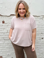 Jasmine Ribbed Top in Taupe