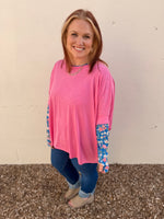 Anna Oversized Spring Tunic Top In Pink