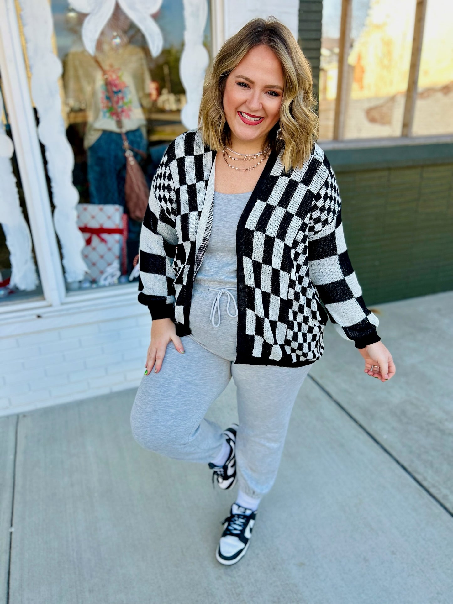 Cortney Checkered Cardigan