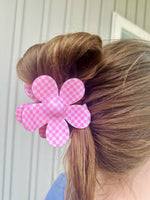 Checkered Flower Claw Clip (Multiple Colors)