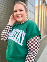 Game Day Embroidered Top in Green
