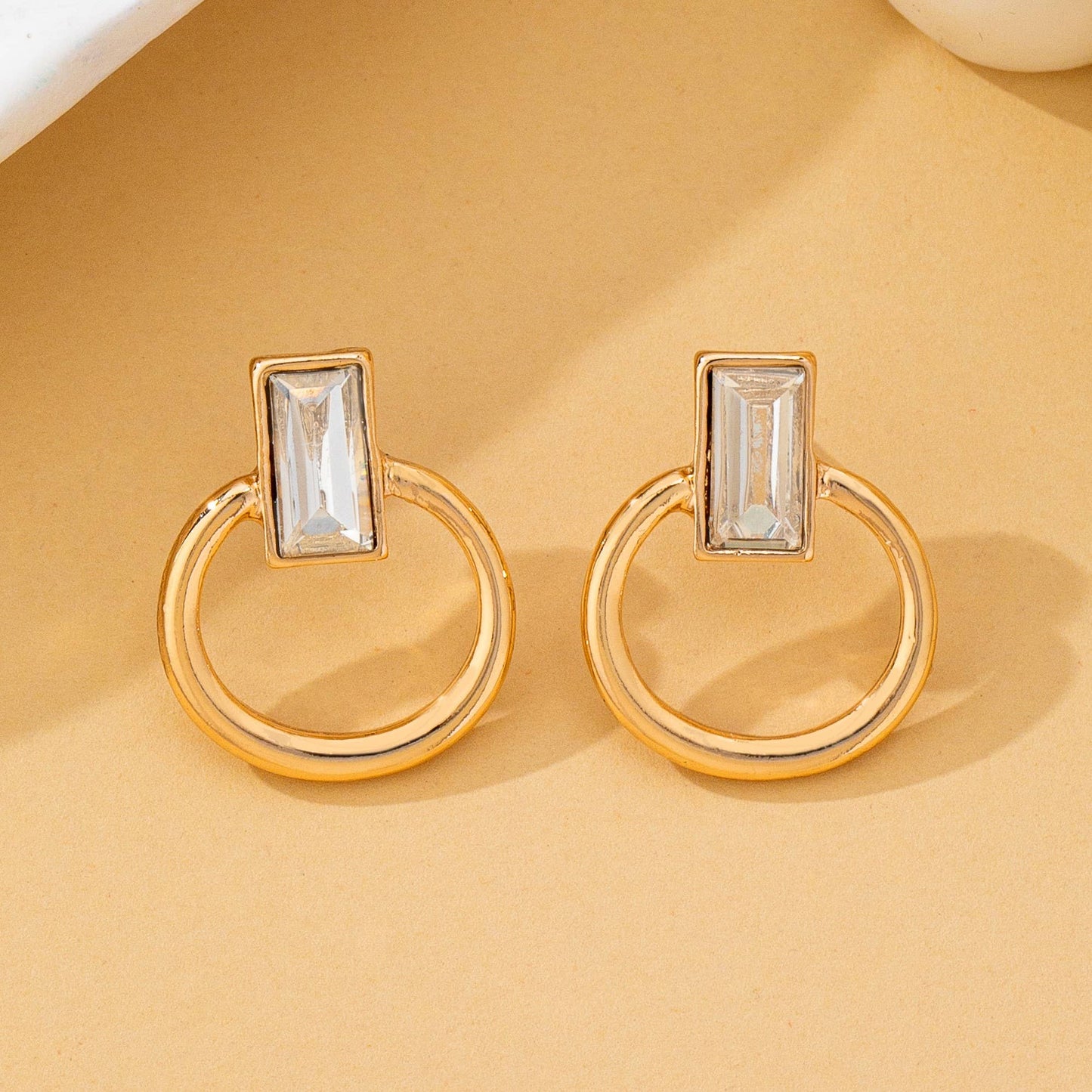 Crystal Cut Door Knocker Earrings