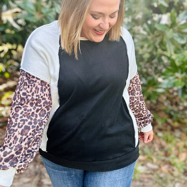 Savannah Leopard Colorblock Sweatshirt