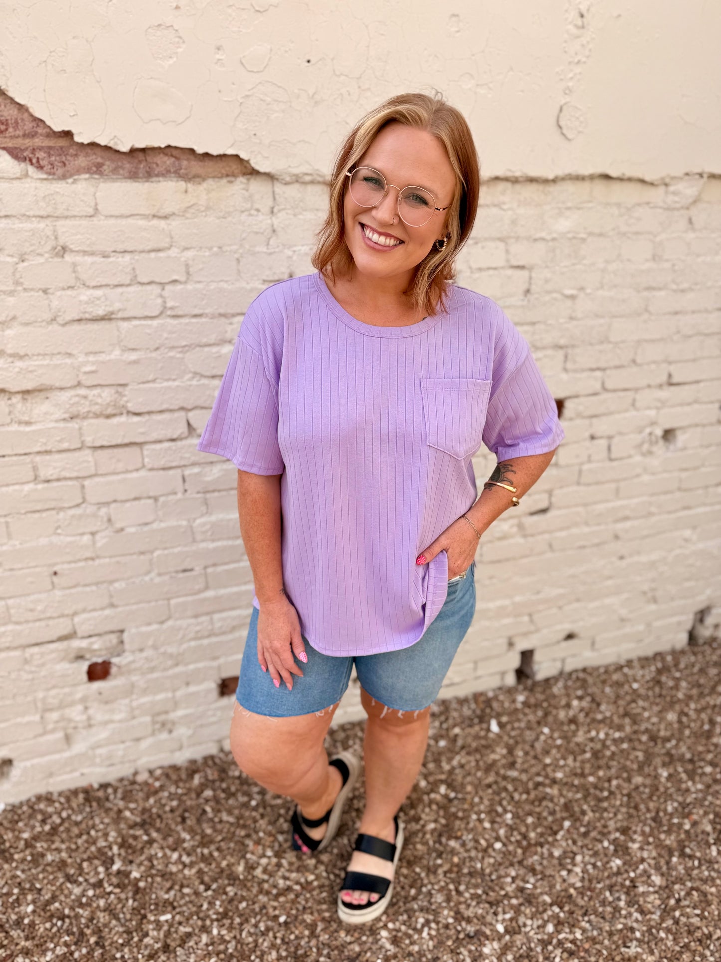 Cami Boyfriend Ribbed Top - Purple