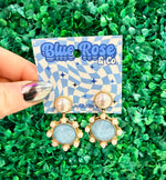 Pearl Post Earrings in Blue