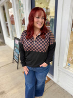 Checkered Half-Zip Pullover