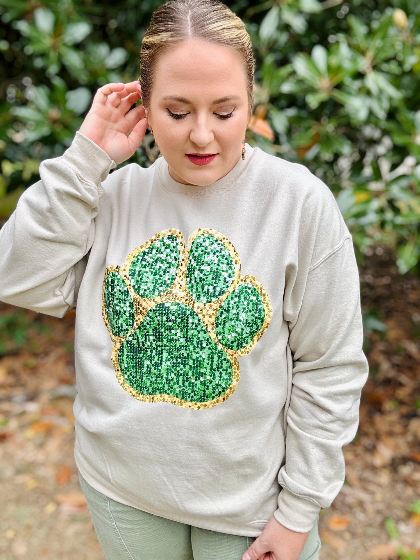 Faux Sequin Paw Sweatshirt