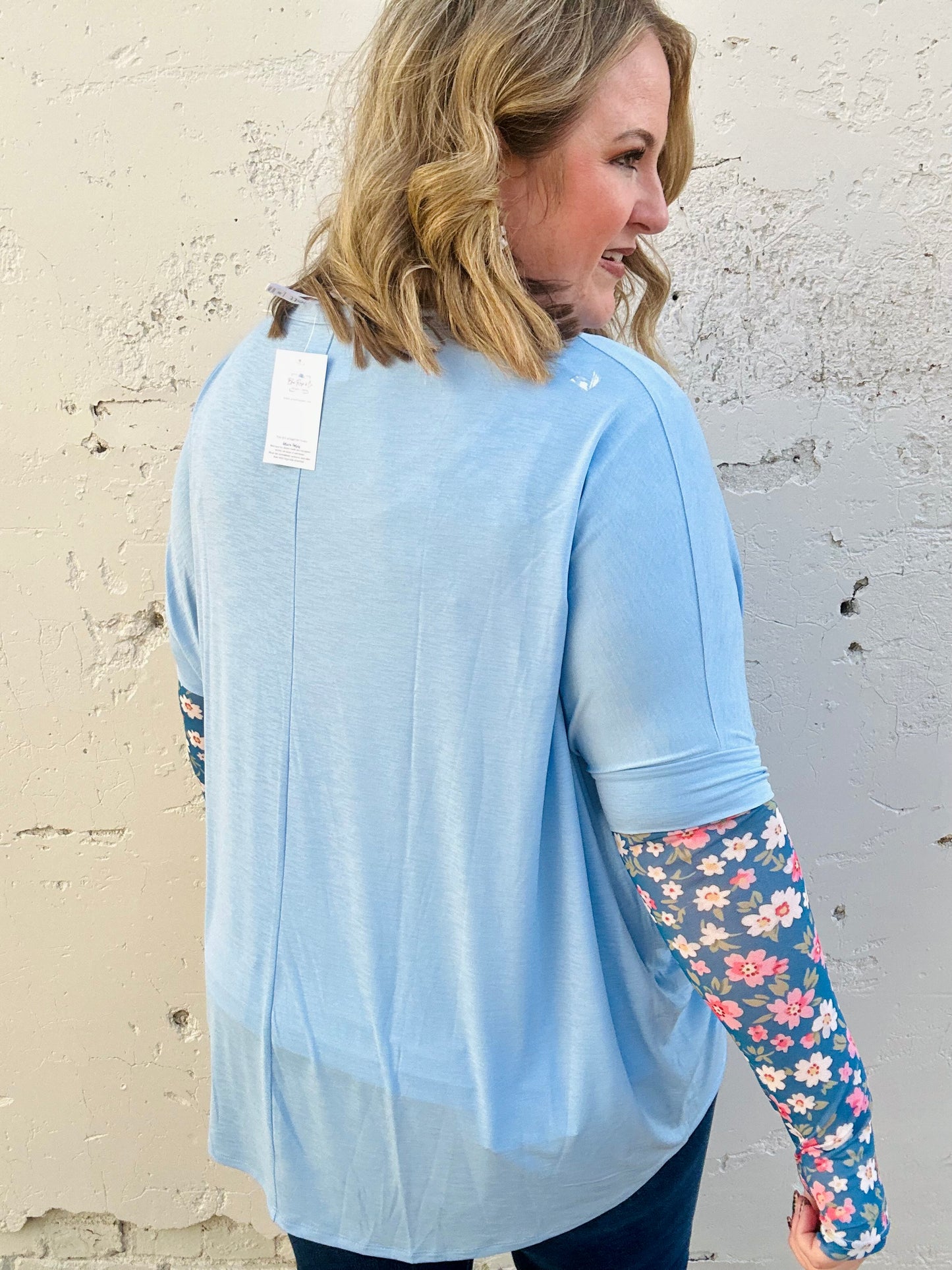Anna Oversized Spring Tunic Top In Blue