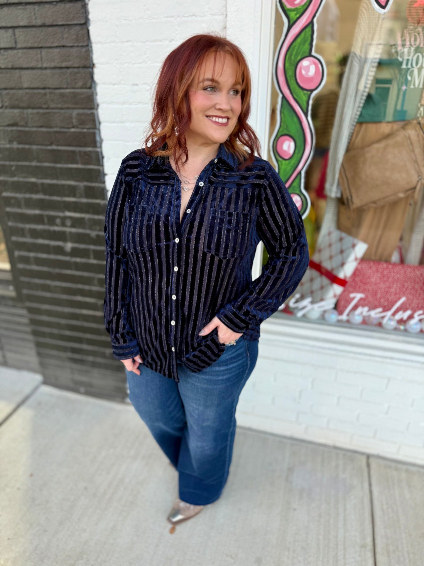Nelly Striped Collared Top