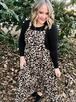 Sam Leopard Overall Tiered Midi Dress