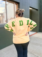 Mascot Faux Glitter Stretch Sleeve Sweatshirt