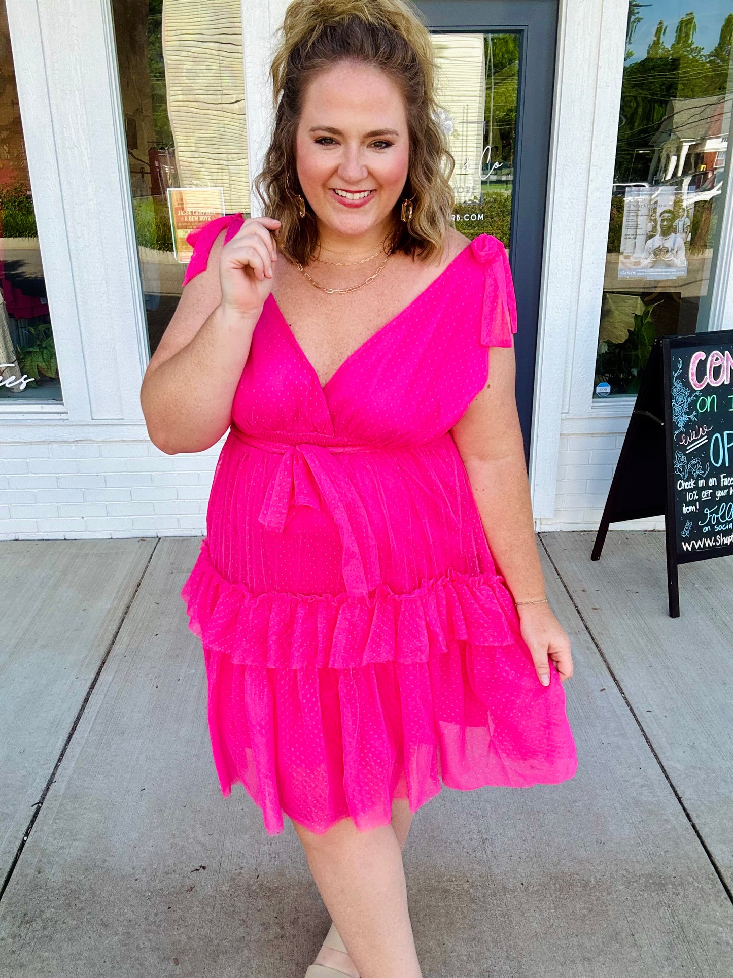 Alianah Pink Tiered Dress