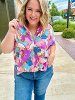 Malia Mixed Print Button Top