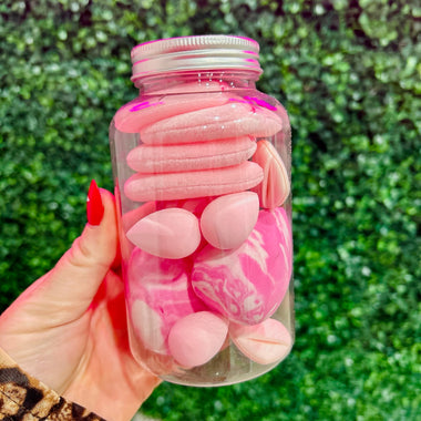 Jar of Makeup Sponges & Beauty Puffs