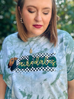 School Spirit Checkered Script on Tie Dye (Customizable)